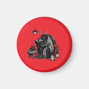Cosy Mothman Reading Night Flight Cryptid Illustra Magnet