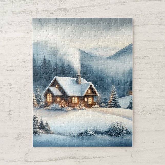 Cosy Mountain Cabin Winter Landscape Jigsaw Puzzle (Creator Uploaded)