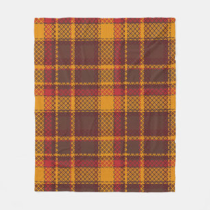 Cosy Mustard Yellow and Rust Tartan Design Fleece Blanket