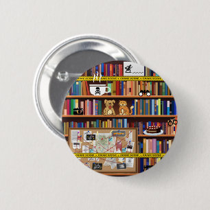 Cosy Mysteries Bookshelf 6 Cm Round Badge