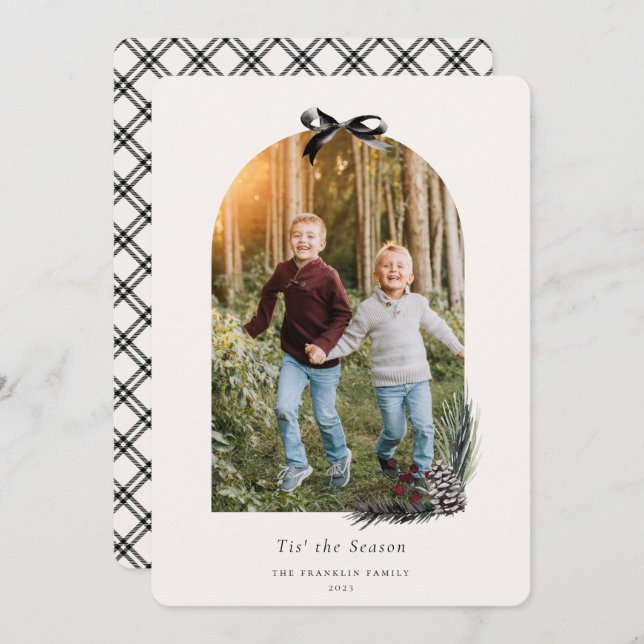Cosy Nature Arch Frame Photo Holiday Card (Front/Back)
