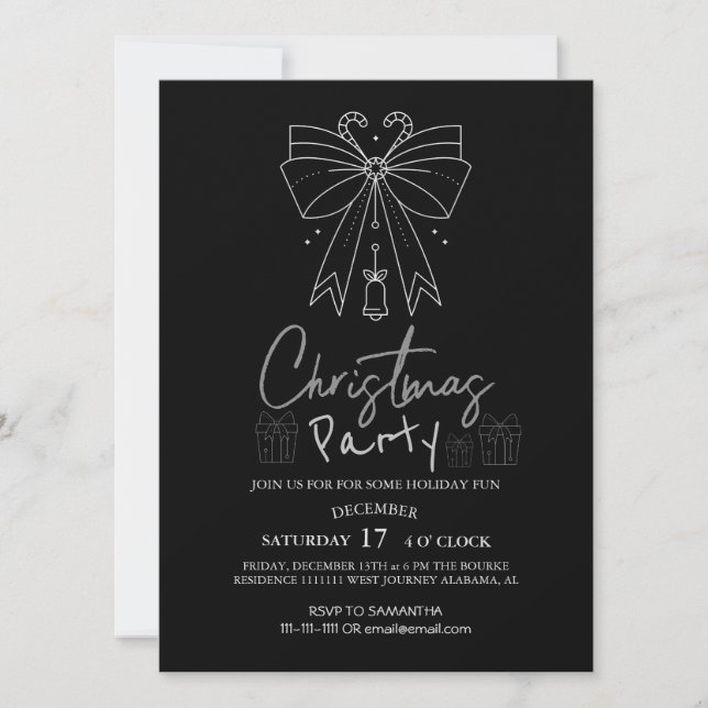 Cosy Nature Elegant Ornament Christmas Party Invitation (Front)