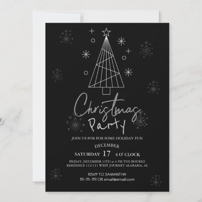 Cosy Nature Elegant Ornament Christmas Party Invitation (Front)