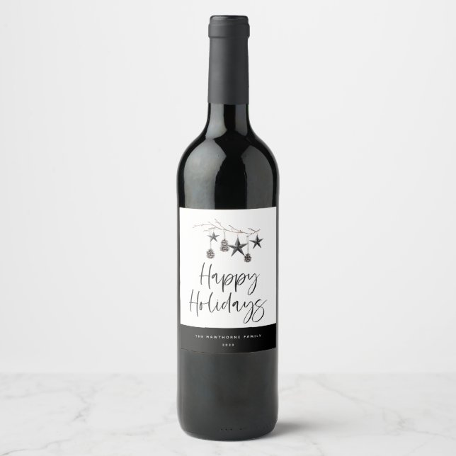 Cosy Nature Happy Holidays Wine Label (Front)