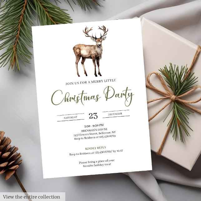 Cosy Neutral Earthy Minimalist Rustic Watercolor   Invitation (Cozy Neutral Earthy Minimalist Rustic Watercolor Xmas Party)