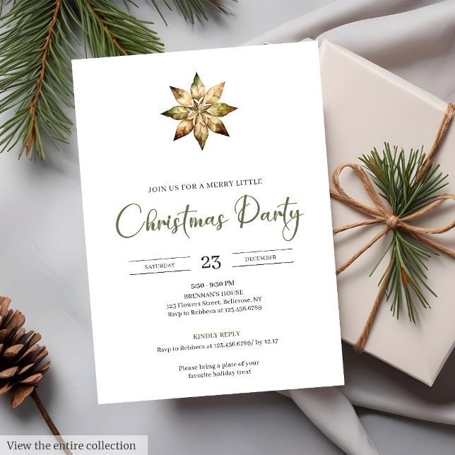 Cosy Neutral Earthy Minimalist Watercolor Holiday  Invitation (Cozy Neutral Earthy Minimalist Watercolor Holiday Party Card)