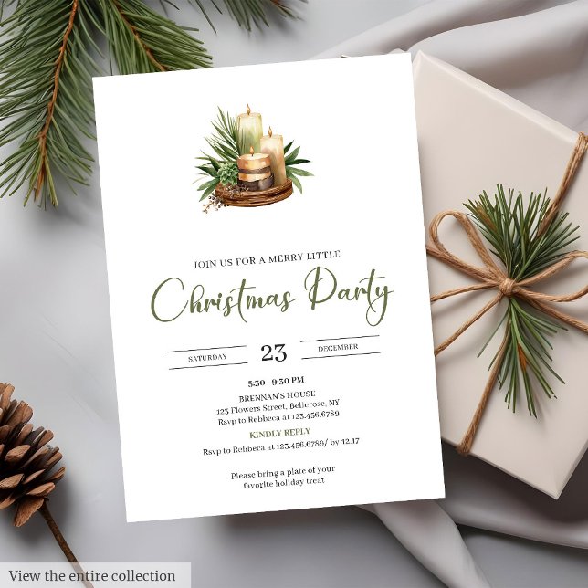 Cosy Neutral Earthy Rustic Minimalist Christmas   Invitation (Cozy Neutral Earthy Rustic Minimalist Christmas Party Invite)