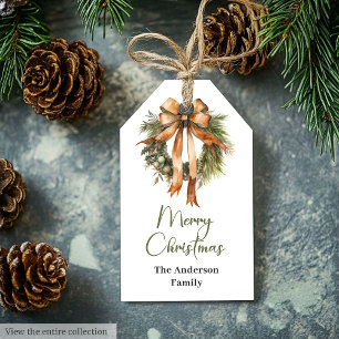 Cosy Neutral Rustic Watercolor Christmas Gift Tag