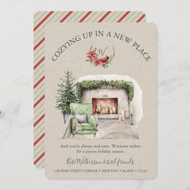 Cosy New Home Fireplace Holiday Announcement (Front/Back)