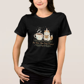 Cosy New Year Cat: Coffee & Reading Illustration Tri-Blend Shirt