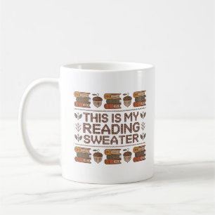 Cosy Nordic Reading Sweater Pattern Books and Tea Coffee Mug