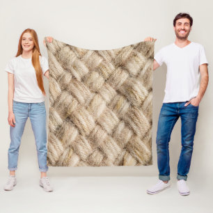 Cosy Oatmeal Woven Linen Texture Minimalist Scandi Fleece Blanket