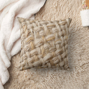 Cosy Oatmeal Woven Linen Texture Scandinavian Hygg Cushion