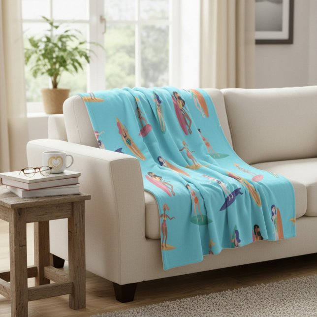 Cosy Ocean Surfer Girl Inspired Fleece Blanket (Creator Uploaded)