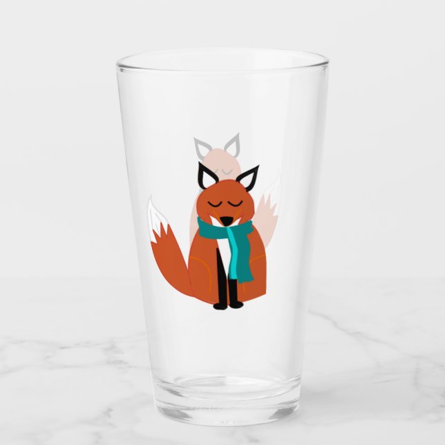 Cosy Orange Fox Glass Tumbler (Front)