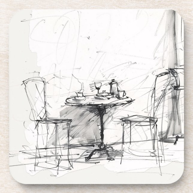 Cosy Outdoor Café Table – Relaxing Coffee Coaster (Front)