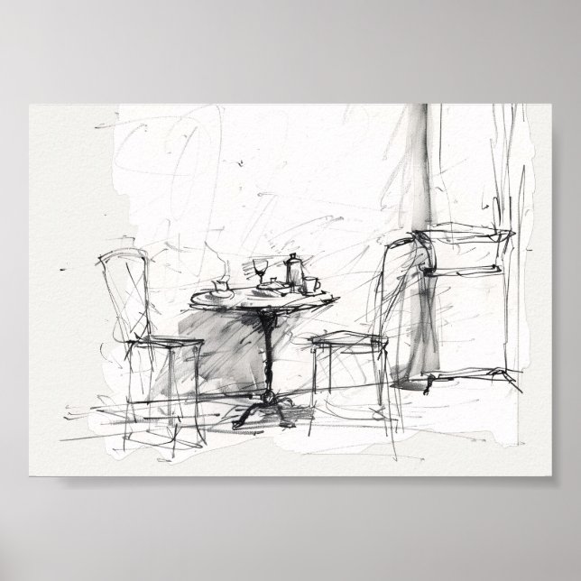 Cosy Outdoor Café Table – Relaxing Coffee Poster (Front)