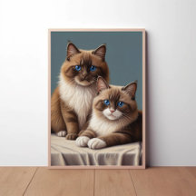 Cosy Pair of Ragdoll Cats Fluffy Pet Art