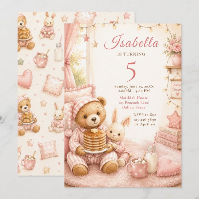 Cosy Pajama Birthday Invitation (Front/Back)