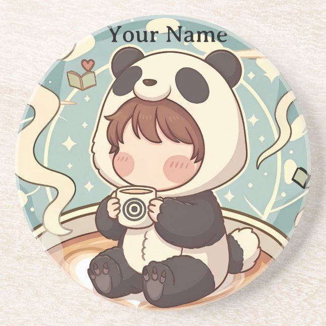 Cosy Panda Brew Absorbent Coaster Set (Front)