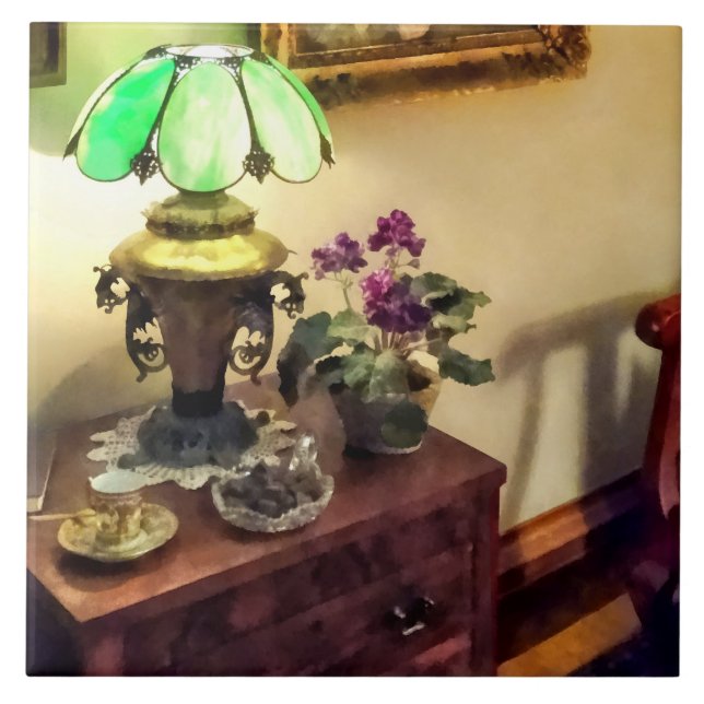 Cosy Parlour with Flower Petal Lamp Template Tile (Front)