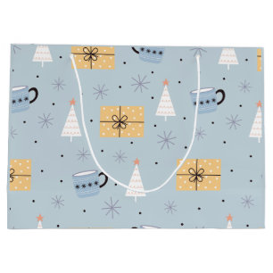 Cosy Pastel Christmas Gift & Coffee Mug Pattern Large Gift Bag