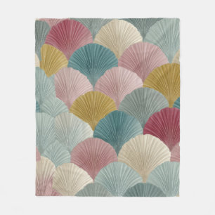 Cosy Pastel Japanese Fan Fleece Blanket   Elegant 