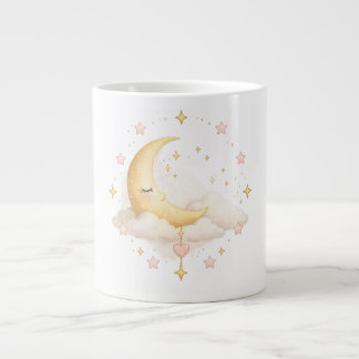 Cosy Pastel Moon and Stars Cute Dreamy Ceramic Cof Large Coffee Mug