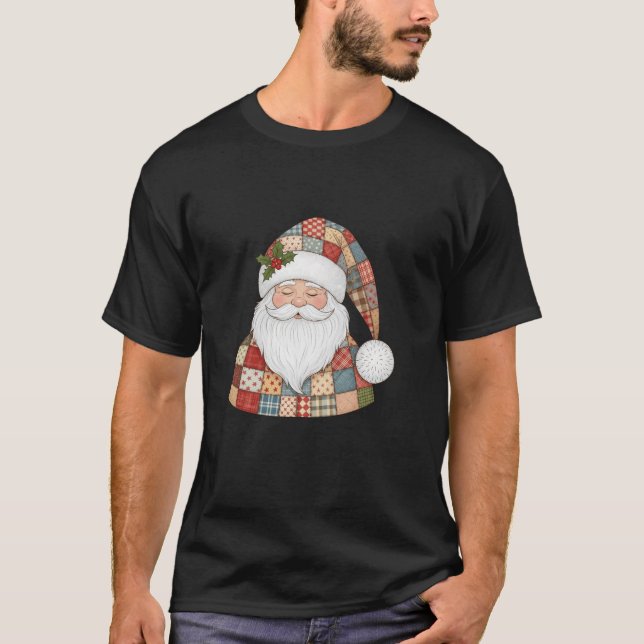 Cosy Patchwork Santa Claus Design  T-Shirt (Front)