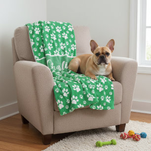 Cosy Paw Print Personalised Dog Blanket – Custom P