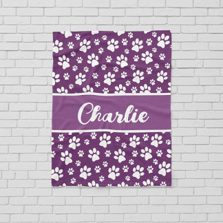 Cosy Paw Print Personalised Dog Blanket – Custom P