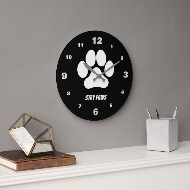 Cosy Paws Collection Black Large Clock (Office)