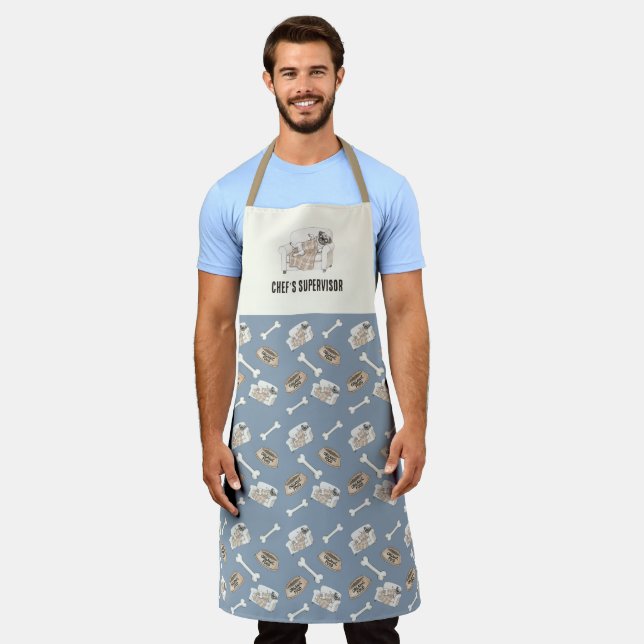 Cosy Paws Collection Silver Blue Apron (Worn)