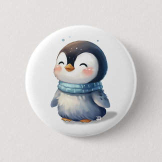 Cosy Penguin – Cute Digital Art 6 Cm Round Badge