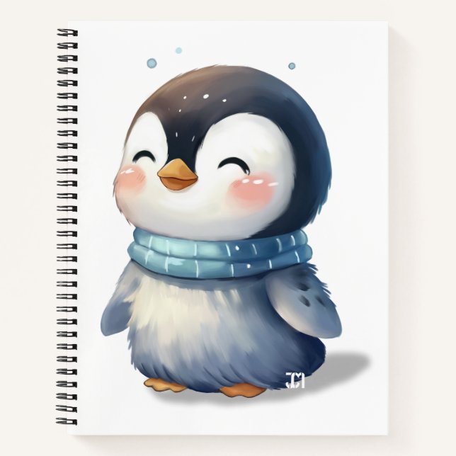 Cosy Penguin – Cute Digital Art - Spiral Notebook (Front)