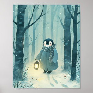 Cosy Penguin – Winter Nursery Wall Art Poster