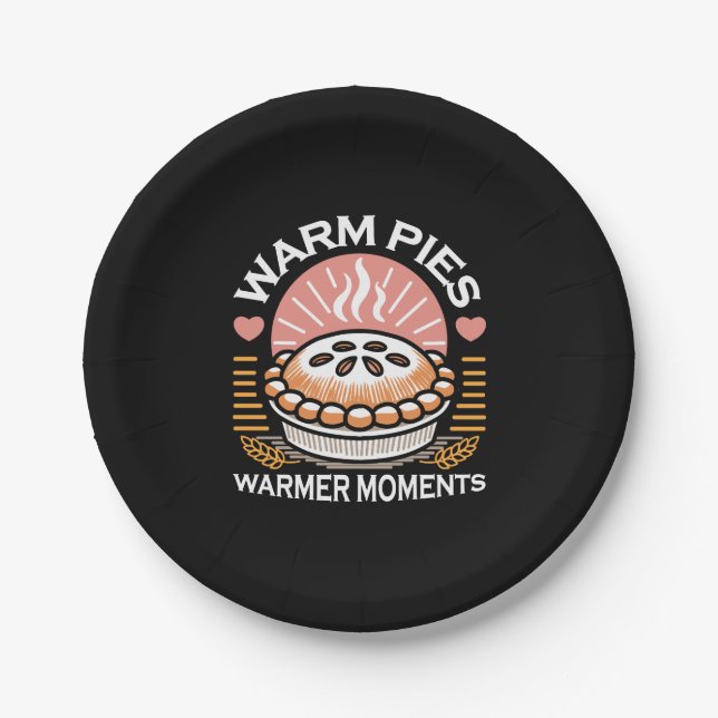 Cosy Pie Illustration: Warm Pies Warmer Moments Paper Plate (Front)