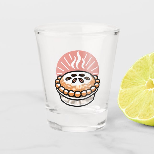 Cosy Pie Illustration: Warm Pies Warmer Moments Shot Glass (Front)