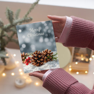 Cosy Pinecone and Snow Merry Christmas  Card