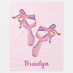 Cosy Pink Ballerina Mosaic Flamingo Design Fleece Blanket