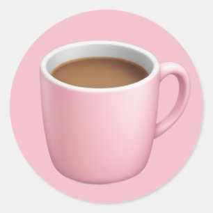 Cosy Pink Coffee Mug Emoji Classic Round Sticker