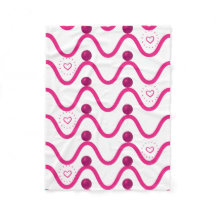 Cosy Pink Waves & Hearts Pattern Blanket