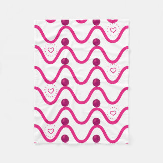 Cosy Pink Waves & Hearts Pattern Blanket