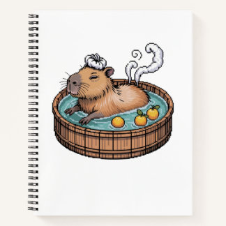 Cosy Pixel Art Zen Capybara Hot Spring Notebook