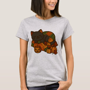Cosy Plaid Cat Nap T-Shirt   Cute Fall