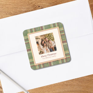 Cosy Plaid Christmas Photo Sticker