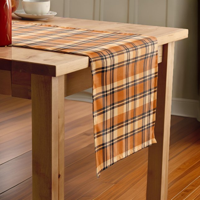 Cosy Plaid Fall Autumn Thanksgiving Short Table Runner (Creator Uploaded)