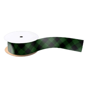 Cosy Plaid Green and Black Buffalo Plaid Satin Ribbon