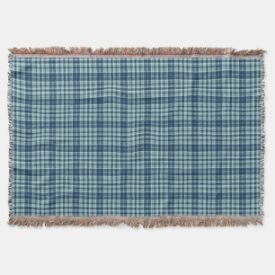 Cosy plaid muted blue sage green throw blanket