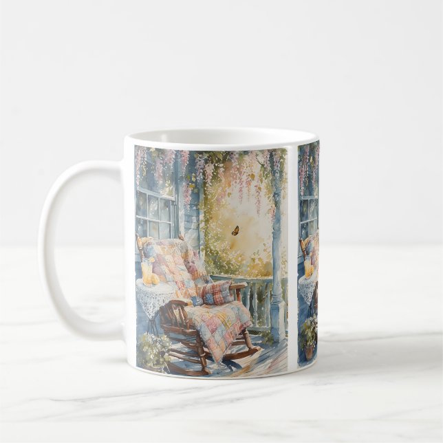 Cosy Porch with Quilt and Lemonade Charm Coffee Mug (Left)
